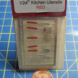 1/24th Scale  kitchen Utensils Kit - Red Handles