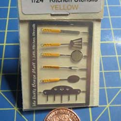 1/24th Scale  kitchen Utensils Kit. - Yellow Handles