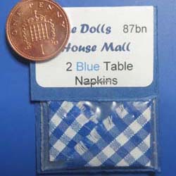 2 Blue Gingham Table Napkins