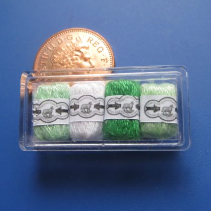 4 Balls of Yarn Display....Greens