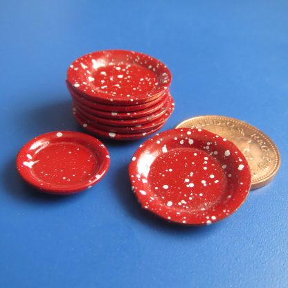 8 Red Spatter Plates....C38